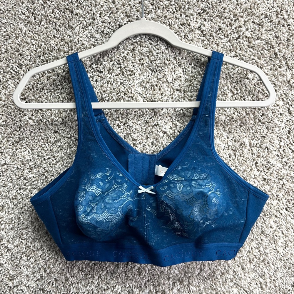 Cacique Bra Women's 42B Blue Unlined Full Coverage No-Wire Lace 1105213